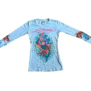 RARE y2k Ed Hardy Christian Audigier top